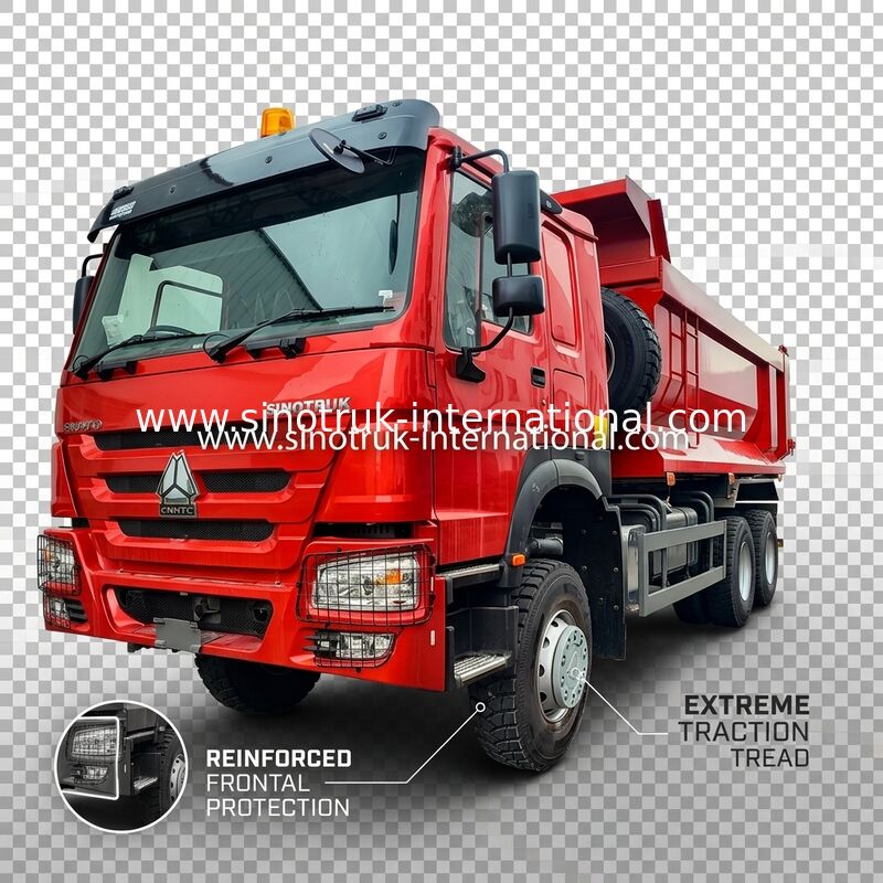 LHD 6×6 10 kół ZZ3257V4357B1R 380KM Czerwony All-drive HOWO