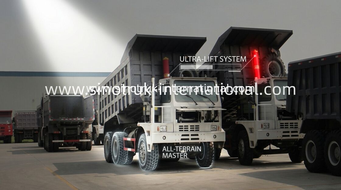 Wysoko-sztywna ładunek nadwozia LHD 6X4 10-kołowa wywrotka o pojemności 70 ton