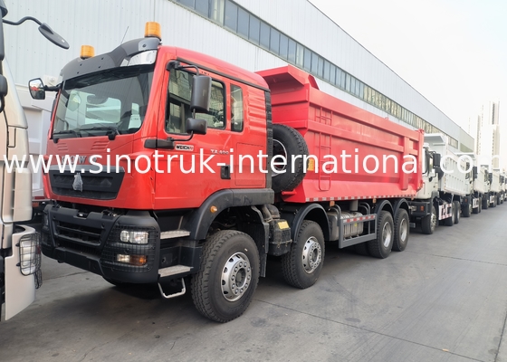 Sinotruk Howo Tinder Dump Truck Tx 400hp Euro 2 8 × 4 Lhd U Shape Cargo Box Red