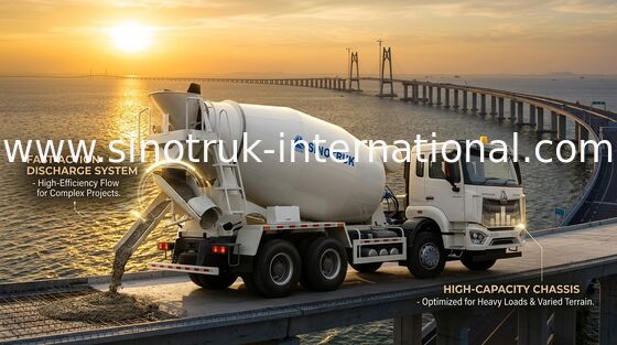 HOWO RHD 6*4 12CBM Biały Mixer Truck Wysoka Moc 380KM Wysokiej Wydajności Włoski Zbiornik Mieszania