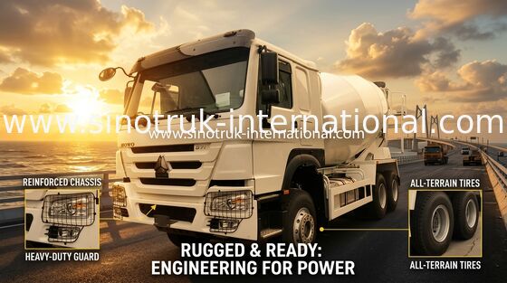 HOWO 371HP 10m3 Ciężarówka do mieszania betonu z pompą Eaton & Motor dla ciężkich budowli