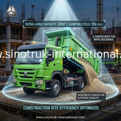 Sinotruk Howo Traktor z wywrotem 380KM 6 × 4 U Kształt ładunkowy Korpus zielony Kolor