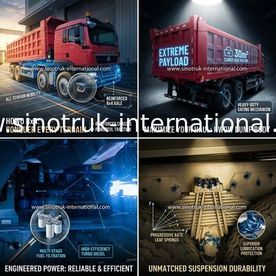 Sinotruk Howo Traktor z wywrotem Tx 400KM Euro 2 8 × 4 Lhd 12 kół Czerwony