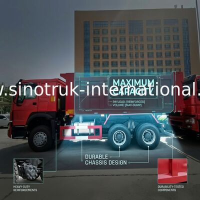 SINOTRUK HOWO Wywrotka Wywrotka RHD 6 × 4 336 KM W Kolorze Czerwonym